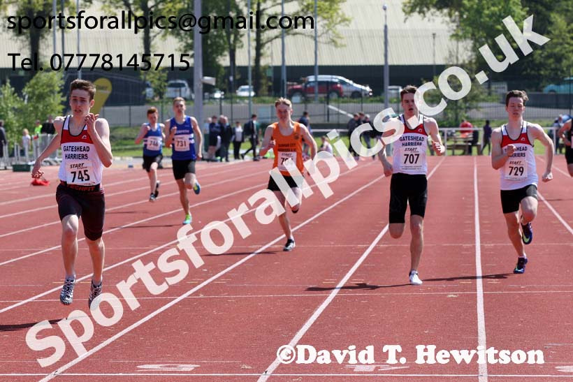 Mens under-17s 400 metres, 2019 North Eastern Track and Field Champs., Middlesbrough. Photo:  David T. Hewitson/Sports for All Pics